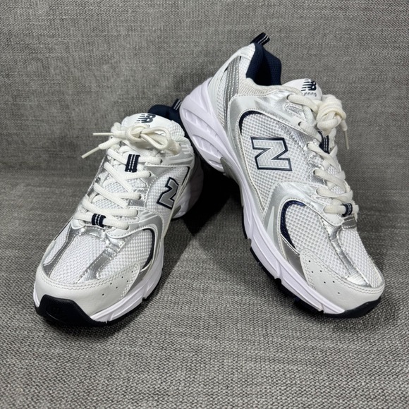 New Balance Shoes - New Balance 530 White Silver Navy Running Sneakers Womens 8